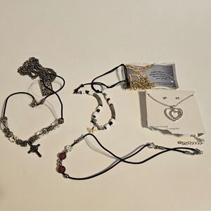 Mixed Necklace Lot 6+ Pieces Cord Beaded Pendant Fashion Jewelry Bundle